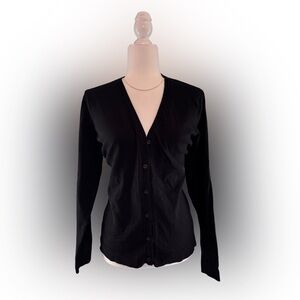 George Classic Black V-Neck Cardigan Long Sleeve Button Front Knitwear Size XL